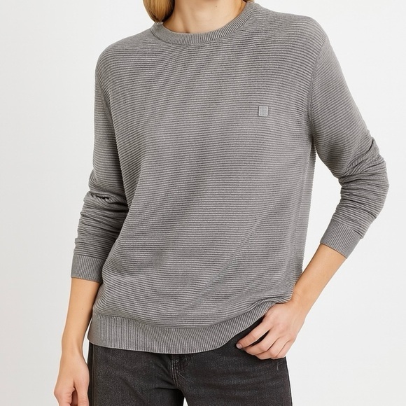 Bench Sweaters - Bench Sweater Fine Ribbed Knit 100%Cotton Crewneck Pullover Sporty Preppy Grey S